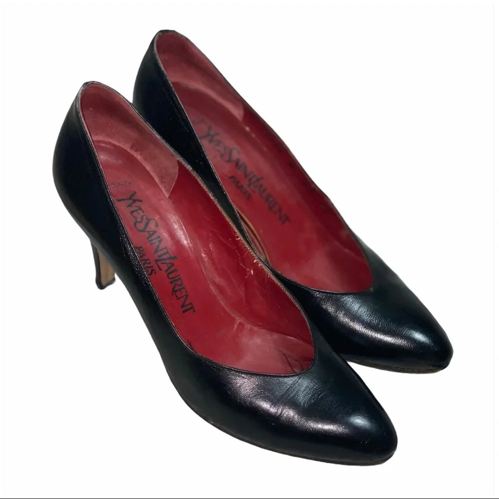 YSL Vintage 1980s Black Patent Leather Heels